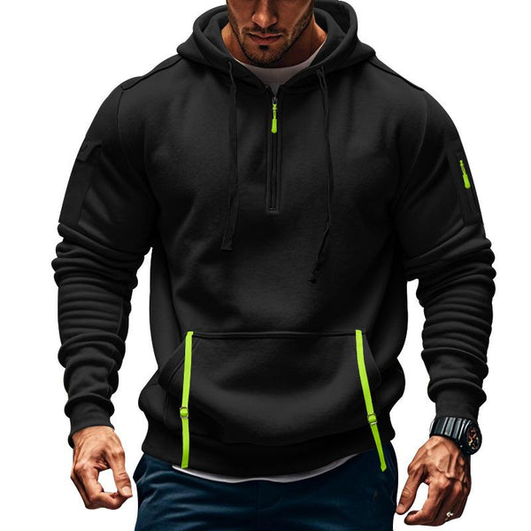 Men's Colorblock Zipper Plush Long Sleeve Hoodie 97540957Z