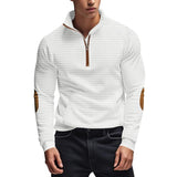 Men's Solid Color Textured Small Square Stand Collar Long Sleeve Sweatshirt 53736615Z