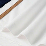 Men's Striped Print Stitching Short-sleeved Lapel Zip POLO Shirt 55227832X