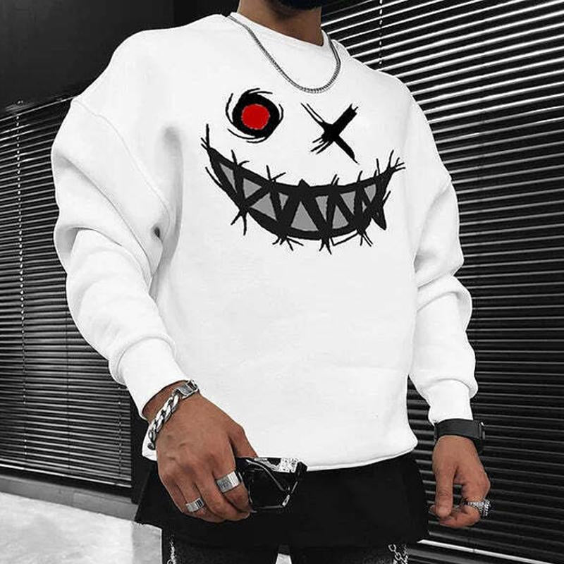 Men's Printed Round Neck Pullover Casual Sweatshirt 01463278X