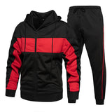 Men's Autumn and Winter Contrast Color Jacket and Pants Two-piece Sports Suit 25369488U