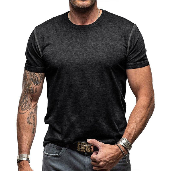 Men's Contrast Color Round Neck Short Sleeve T-Shirt 43959046Y