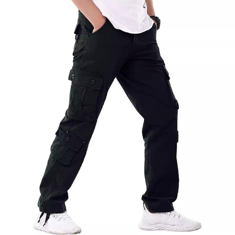 Men's Solid Cotton Multi-pocket Zipper Decor Straight Cargo Pants 54849574Z