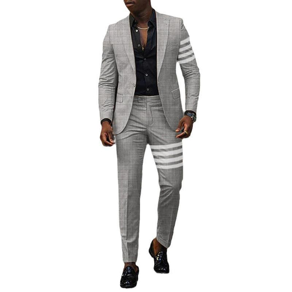 Men's Retro Casual Simple Colorblock Printed Two-piece Suit 79575473TO