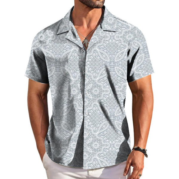 Men's Retro Palace Style Lapel Short-sleeved Shirt 36931661TO