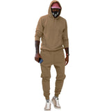 Men's Solid Loose Hoodie And Trousers Casual Set 19401507Z