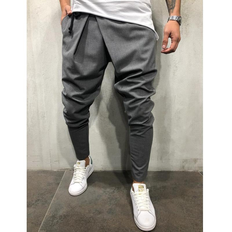 Men's Casual Solid Color Asymmetric Drawstring Pants 08352512Y