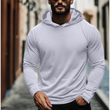 Men's Casual Solid Color Hooded Long Sleeve T-Shirt 22485540Y