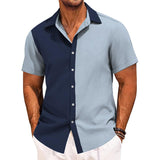 Men's Casual Striped Lapel Short Sleeve Shirt 06786126TO