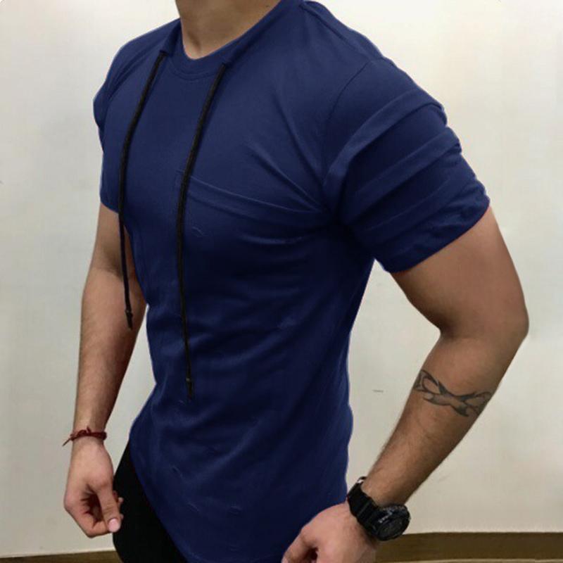 Men's Casual Pleated Short-sleeved T-shirt 96414850TO
