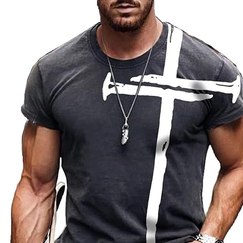 Men's Casual Printed Round Neck Short Sleeve T-Shirt 27775667Y