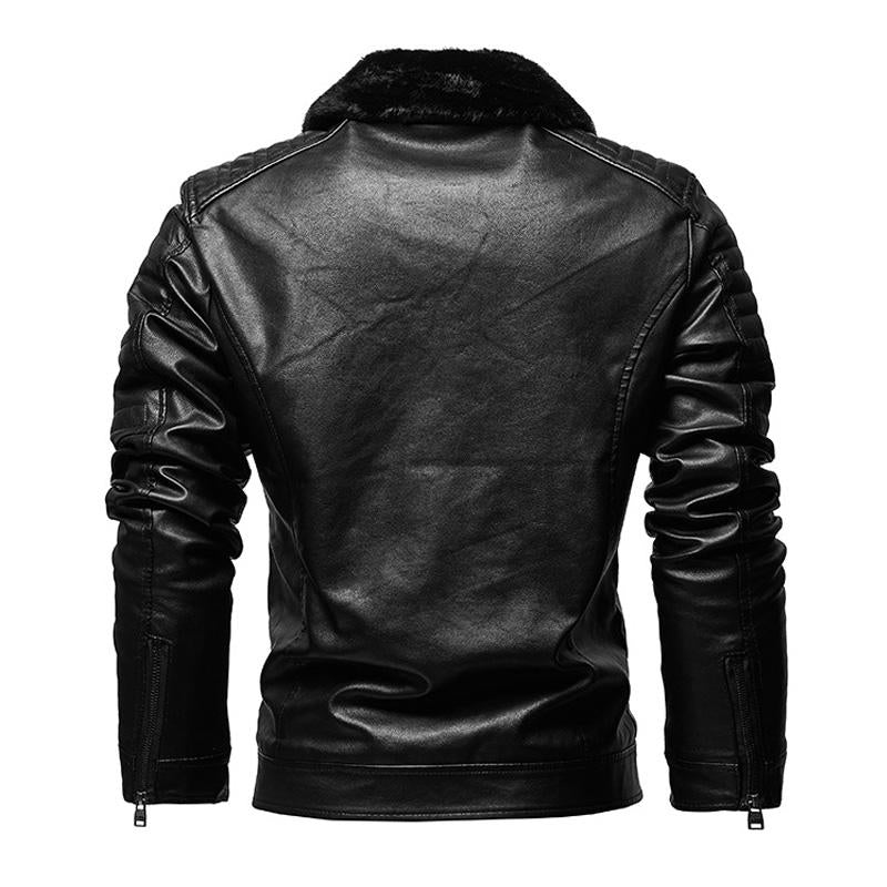 Men's Motorcycle Lapel Velvet Leather Jacket 06861348X