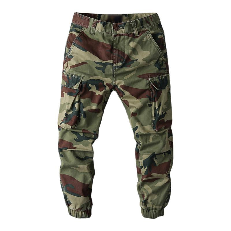 Pantalones cargo de camuflaje de algodón holgados con múltiples bolsillos para hombre 54985145M