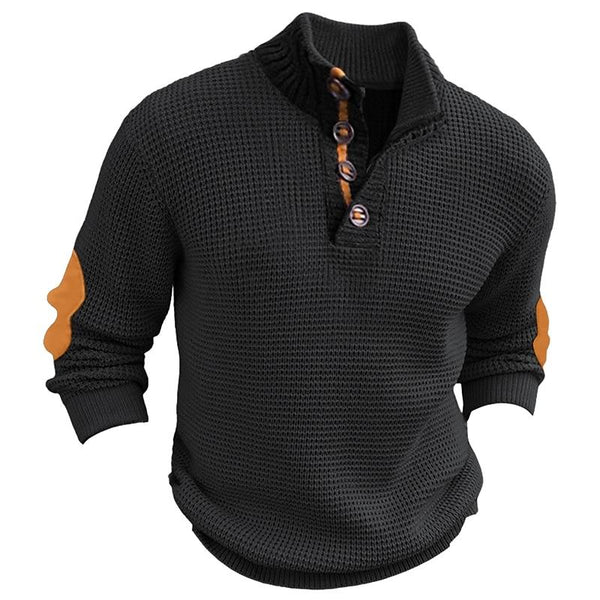 Men's Casual Colorblock Pullover Stand Collar Long Sleeve Sweater 38669811Y