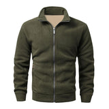 Men's Retro Casual Solid Color Polar Fleece Lapel Sweatshirt Jacket 22712473TO