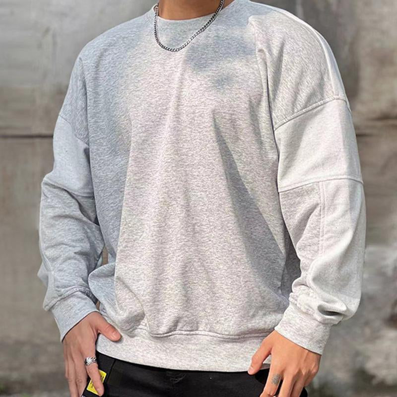 Men's Casual Loose Round Neck Patchwork Pullover Sweatshirt 55276838M