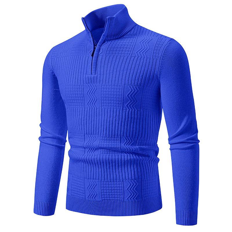 Men's Casual Warm Slim Fit Stand Collar Pullover Sweater　18888075F