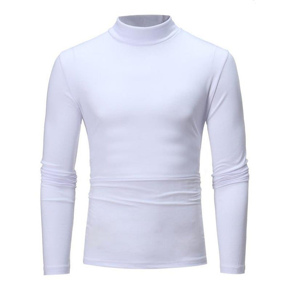 Men's Solid Color Half Turtle Neck Long Sleeve T-Shirt 91291121X