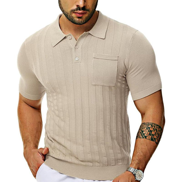 Men's Casual Pocket Button Short Sleeve Knitted POLO Shirt 45704435X