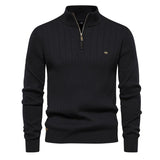 Men's Stand Collar Half Zip Solid Color Pullover Sweater 99789897X