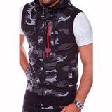 Men's Casual Camouflage Print Zip Hooded Vest 13290581Y