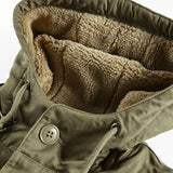 Men's Retro Plush Lined Warm Hooded Cargo Coat 29000711Y