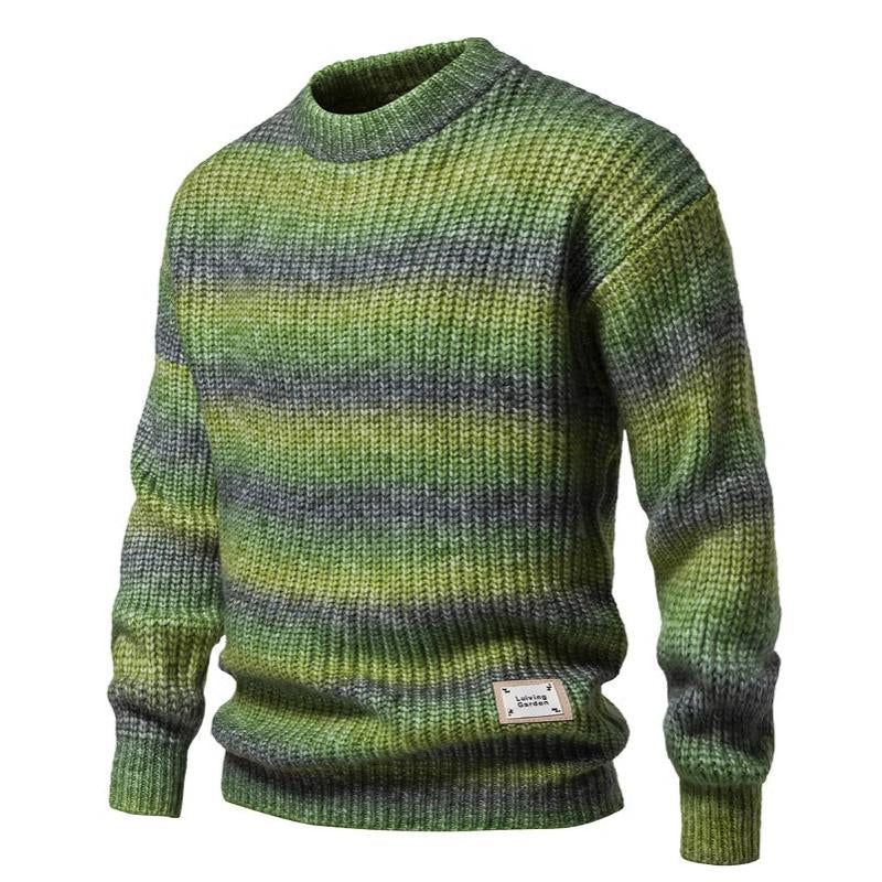 Men's Sheep Wool Colorblock Crew Neck Pullover Sweater 72493663U