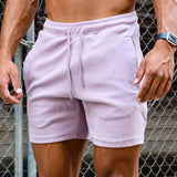 Men's Casual Solid Color Sports Straight Cotton Shorts 36794157M