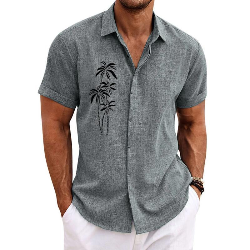 Men's Hawaiian Print Short Sleeve Lapel Shirt 79339921X