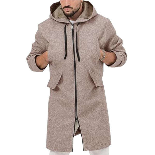 Men's Solid Color Loose Mid-length Hooded Coat 59152945X