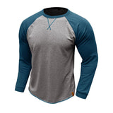 Men's Round Neck Long Sleeve Casual Color Block Pullover T-shirt 89657764X