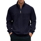 Men's Retro Casual Stand Collar Zipper Loose Jacquard Sweatshirt 57147354X