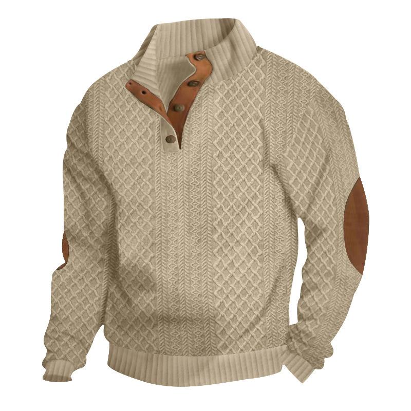 Men's Outdoor Stand Collar Long Sleeve Jacquard Knitted Pullover Sweatshirt 84101852X