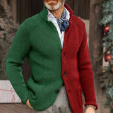 Men's Colorblock Stand Collar Single Breasted Knit Cardigan 75008048Z