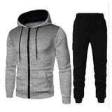 Men's Classic Casual Autumn and Winter Hooded Long Sleeve Hoodie Elastic Waist Sweatpants Set 57040185K