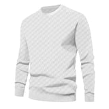 Men's Solid Color Checkerboard Pattern Round Neck Long Sleeve T-Shirt 06420118Z