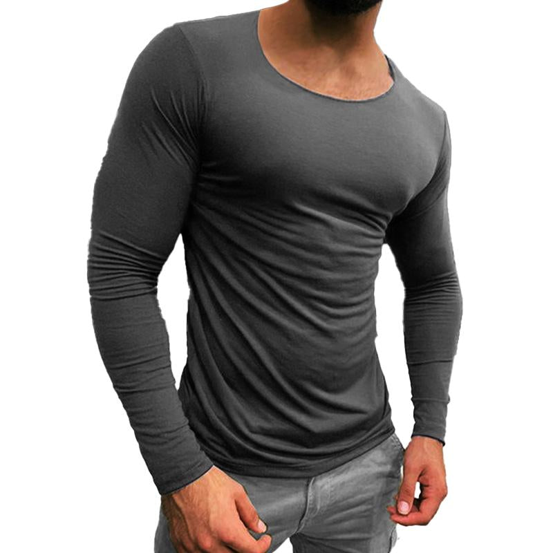 Men's Breathable Long Sleeve Solid Color Casual T-Shirt 25925965X