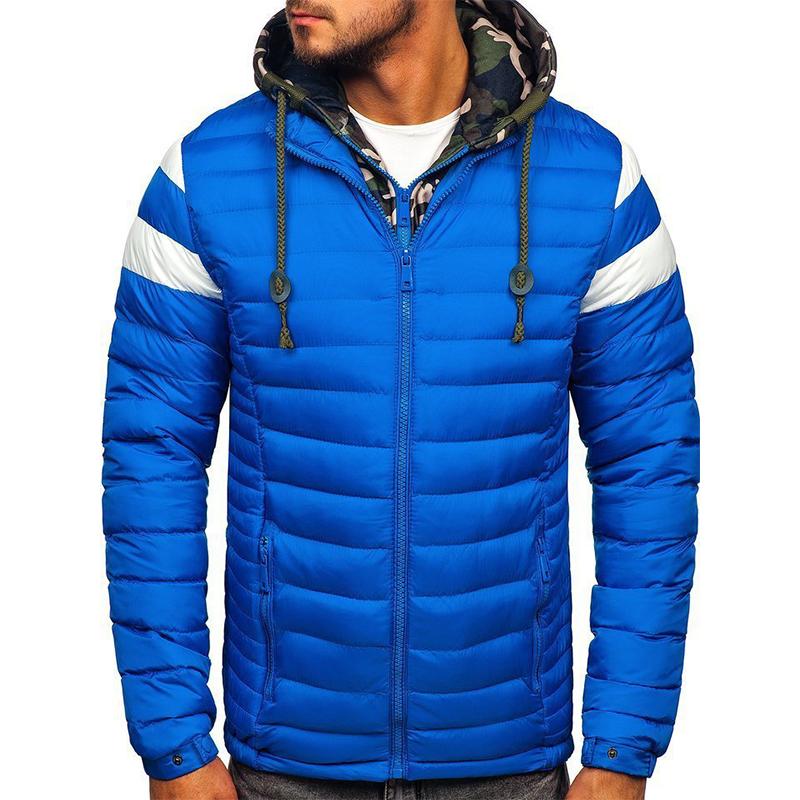 Men's Casual Hooded Slim Fake Two-Piece Thermal Padded Coat 43755109M