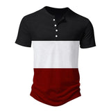 Men's Casual Patchwork Color-blocked Loose Short-sleeved T-shirt 27057165X