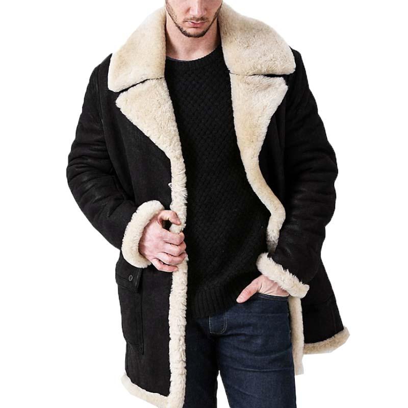 Men's Classic Casual Multi-Pocket Button Faux Fur Coat 59747514K