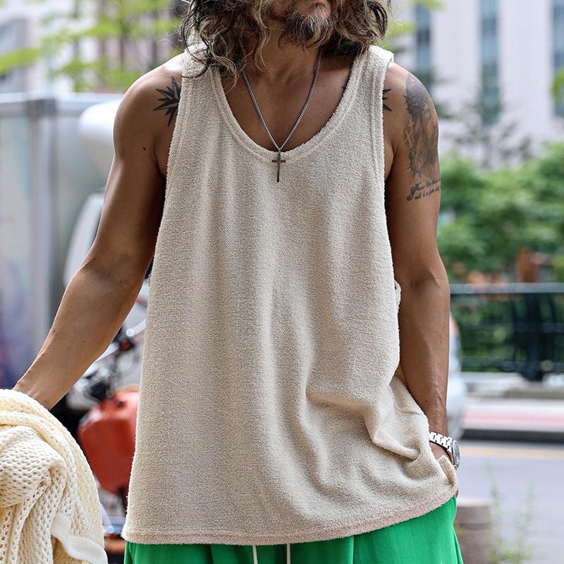 Men's Casual Round Neck Solid Color Tank Top 15988785X