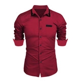Men's Casual Color Block Lapel Long Sleeve Shirt 68542200Y