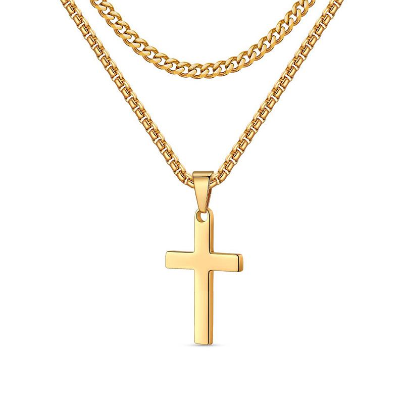 Vintage Casual Layered Cross Necklace 50858489TO