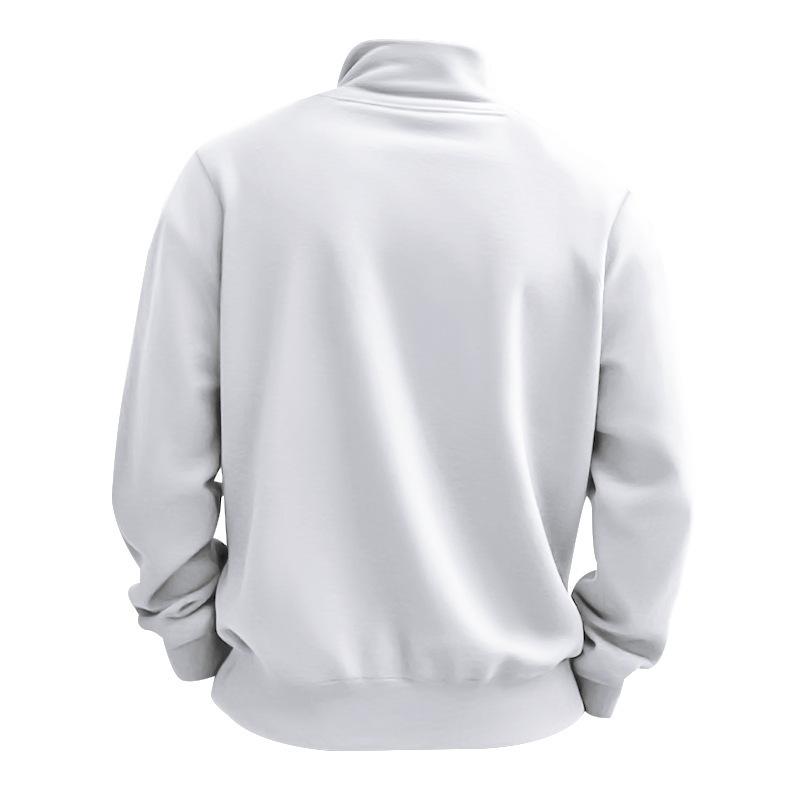 Men's Casual Solid Color Fleece Zipper Stand Collar Loose Sweatshirt 22895255M