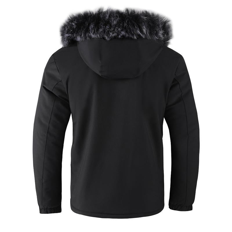 Men's Fur Collar Plus Velvet Thickened Cotton Coat 00612427U