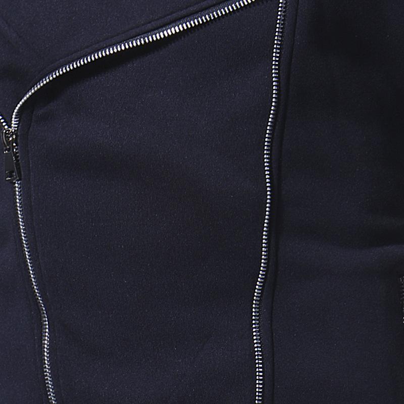 Men's Casual Double Diagonal Zipper Solid Color Lapel Jacket 17360131X