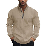 Men's Retro Casual Stand Collar Zipper Loose Jacquard Sweatshirt 57147354X