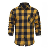 Men's Retro Casual Plaid Lapel Long Sleeve Shirt 71013471TO