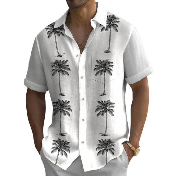 Men's Hawaiian Print Lapel Short Sleeve Shirt 26310095X