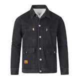 Men's Casual Loose Multi-Pocket Lapel Workwear Denim Jacket 27671140M